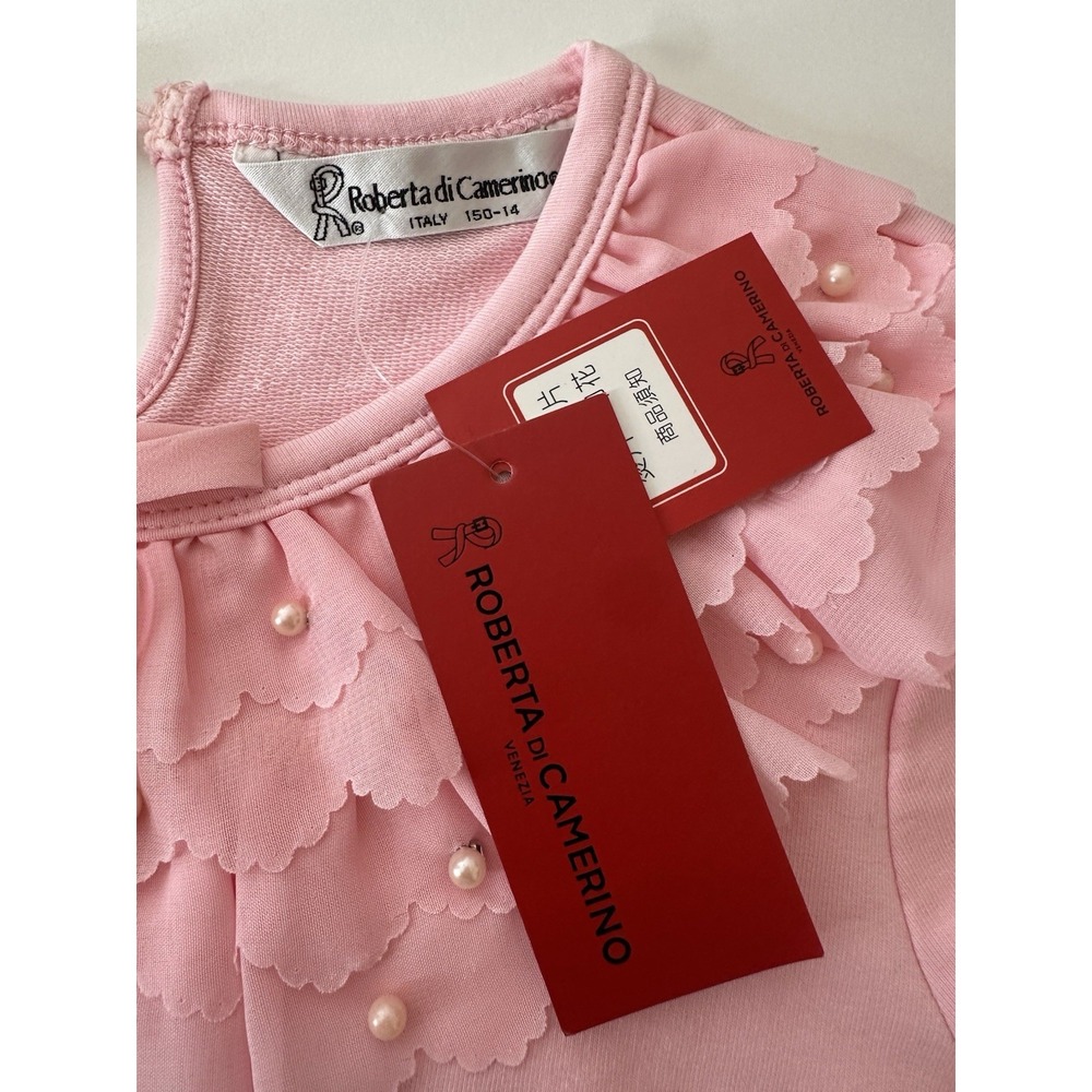 Roberta di Camerino Top Womens XS Made Italy 150-14 Pink Long Sleeve Stretch New - Picture 10 of 10